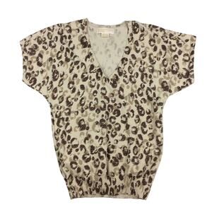 Michael Kors | Silk Leopard Short Sleeve Sweater